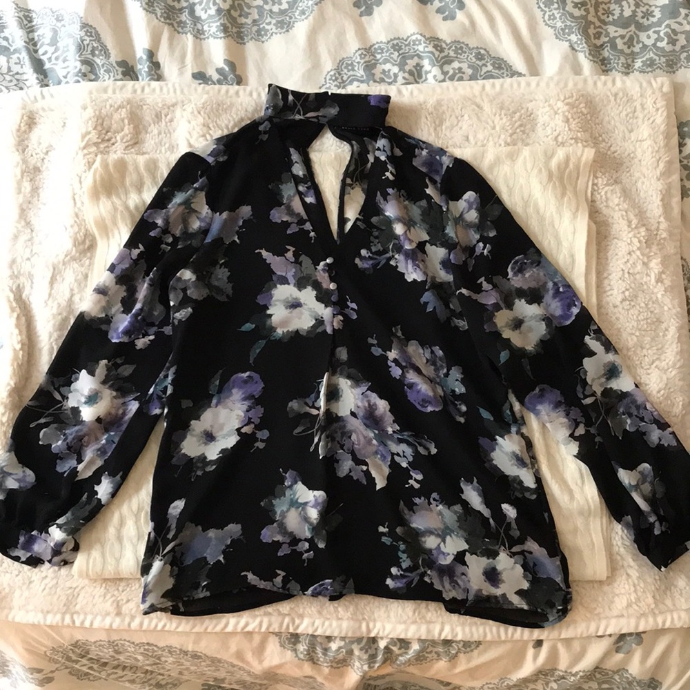 Black and purple floral blouse